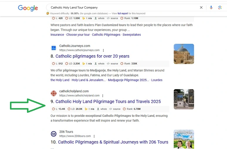 SEO catholic tour company