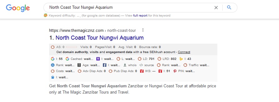 Keywords Ranking On North Coast Tour Nungwi Aquarium