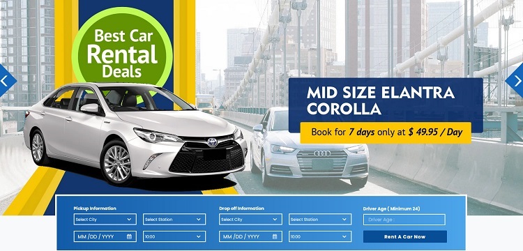 car rental website design